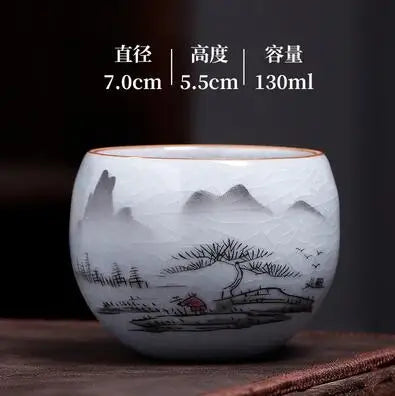Ru Kiln Tea Cup, Ru Porcelain Can Raise, Open Piece Ceramic Master Cup, Large Kungfu Tea Cup, Handmade Tea Bowl