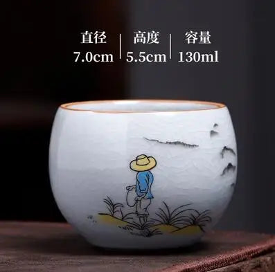 Ru Kiln Tea Cup, Ru Porcelain Can Raise, Open Piece Ceramic Master Cup, Large Kungfu Tea Cup, Handmade Tea Bowl