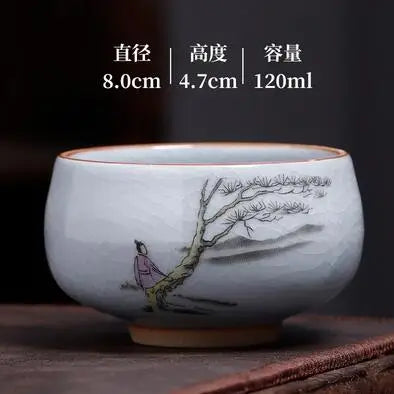 Ru Kiln Tea Cup, Ru Porcelain Can Raise, Open Piece Ceramic Master Cup, Large Kungfu Tea Cup, Handmade Tea Bowl