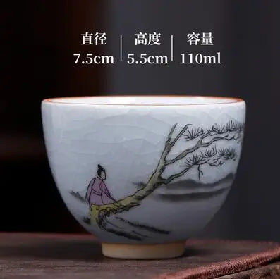 Ru Kiln Tea Cup, Ru Porcelain Can Raise, Open Piece Ceramic Master Cup, Large Kungfu Tea Cup, Handmade Tea Bowl