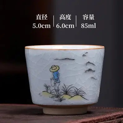 Ru Kiln Tea Cup, Ru Porcelain Can Raise, Open Piece Ceramic Master Cup, Large Kungfu Tea Cup, Handmade Tea Bowl