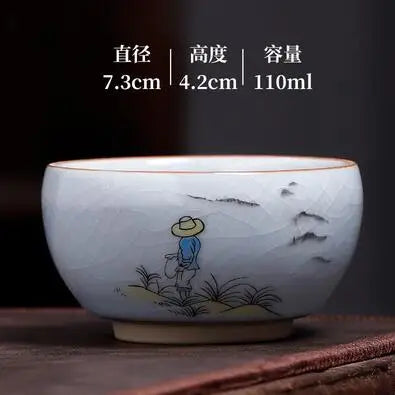 Ru Kiln Tea Cup, Ru Porcelain Can Raise, Open Piece Ceramic Master Cup, Large Kungfu Tea Cup, Handmade Tea Bowl