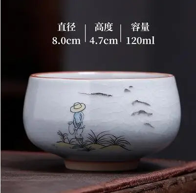 Ru Kiln Tea Cup, Ru Porcelain Can Raise, Open Piece Ceramic Master Cup, Large Kungfu Tea Cup, Handmade Tea Bowl