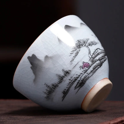 Ru Kiln Tea Cup, Ru Porcelain Can Raise, Open Piece Ceramic Master Cup, Large Kungfu Tea Cup, Handmade Tea Bowl