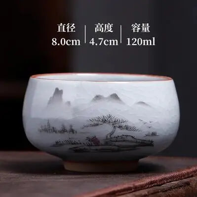 Ru Kiln Tea Cup, Ru Porcelain Can Raise, Open Piece Ceramic Master Cup, Large Kungfu Tea Cup, Handmade Tea Bowl