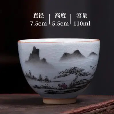 Ru Kiln Tea Cup, Ru Porcelain Can Raise, Open Piece Ceramic Master Cup, Large Kungfu Tea Cup, Handmade Tea Bowl