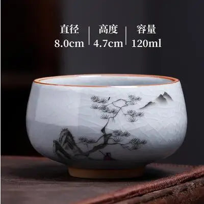 Ru Kiln Tea Cup, Ru Porcelain Can Raise, Open Piece Ceramic Master Cup, Large Kungfu Tea Cup, Handmade Tea Bowl