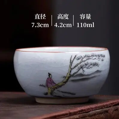 Ru Kiln Tea Cup, Ru Porcelain Can Raise, Open Piece Ceramic Master Cup, Large Kungfu Tea Cup, Handmade Tea Bowl