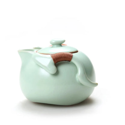 Ru Kiln Teapot Can Be Raised by Hand, Large Ru Porcelain Single Pot, Ceramic Kungfu Tea Set, Household Tea Maker, Xishi Pot