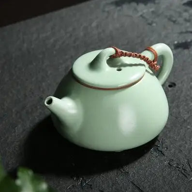 Ru Kiln Teapot Can Be Raised by Hand, Large Ru Porcelain Single Pot, Ceramic Kungfu Tea Set, Household Tea Maker, Xishi Pot