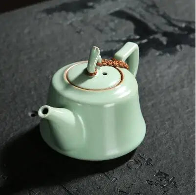 Ru Kiln Teapot Can Be Raised by Hand, Large Ru Porcelain Single Pot, Ceramic Kungfu Tea Set, Household Tea Maker, Xishi Pot