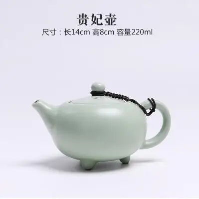 Ru Kiln Teapot Can Be Raised by Hand, Large Ru Porcelain Single Pot, Ceramic Kungfu Tea Set, Household Tea Maker, Xishi Pot