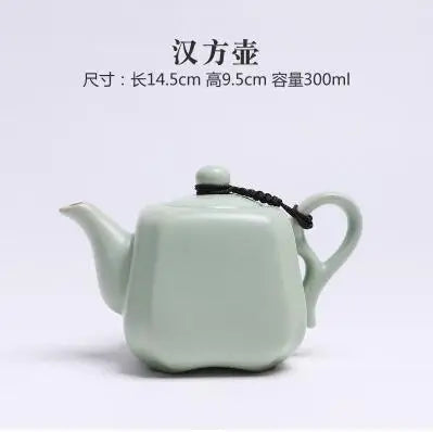Ru Kiln Teapot Can Be Raised by Hand, Large Ru Porcelain Single Pot, Ceramic Kungfu Tea Set, Household Tea Maker, Xishi Pot
