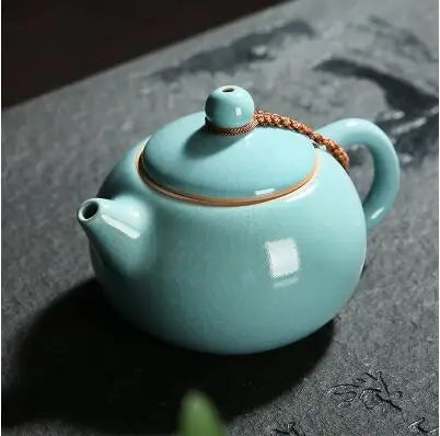 Ru Kiln Teapot Can Be Raised by Hand, Large Ru Porcelain Single Pot, Ceramic Kungfu Tea Set, Household Tea Maker, Xishi Pot