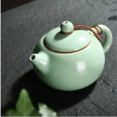 Ru Kiln Teapot Can Be Raised by Hand, Large Ru Porcelain Single Pot, Ceramic Kungfu Tea Set, Household Tea Maker, Xishi Pot