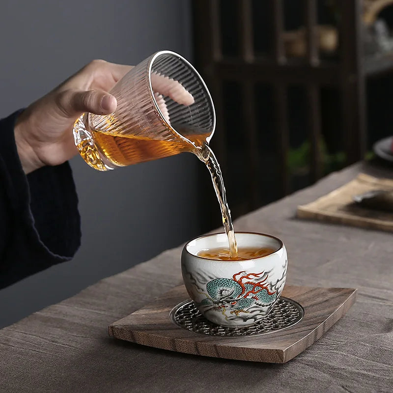 Ru Kiln Zodiac Tea Cup Retro Master Cup Ceramic Tea Cup Kung Fu Tea Set Tea Cup Set Tea Bowl Chinese Teaware Hand Painted Teacup