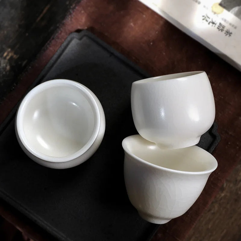 Ru Ware Natural Crack Supportable Porcelain Master Cup Single Cup Single Ivory White Tea Cup Yuru Kung Fu Tea Set Bowl Mug