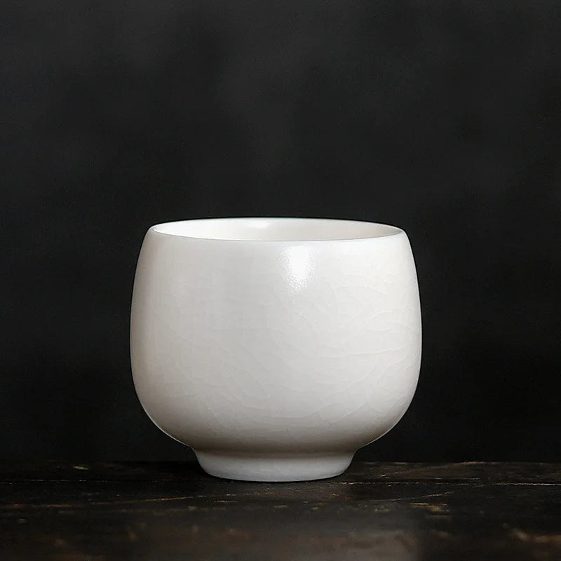 Ru Ware Natural Crack Supportable Porcelain Master Cup Single Cup Single Ivory White Tea Cup Yuru Kung Fu Tea Set Bowl Mug