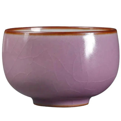 Ru Ware Pink Kung Fu Tea Set Tea Cup Master Cup Single Cup Women Gracked Glaze Tea Cup Single High-End Ceramic Men