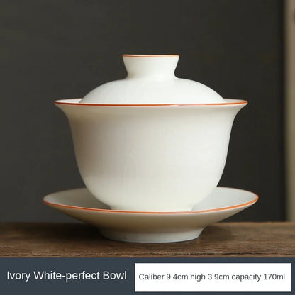 Ru Ware Sancai Gaiwan Tea Cup Large Handmade Ice Crack Ceramic Single Non-Scald Tea Making Kung Fu Teaware Chinese Gaiwan