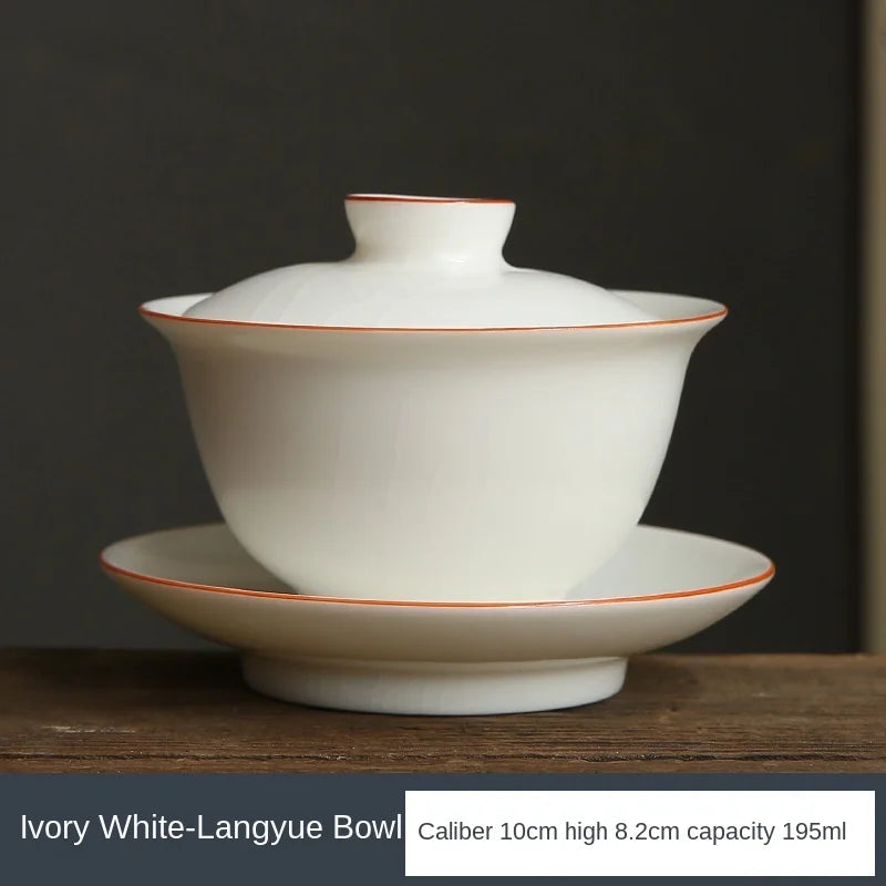 Ru Ware Sancai Gaiwan Tea Cup Large Handmade Ice Crack Ceramic Single Non-Scald Tea Making Kung Fu Teaware Chinese Gaiwan