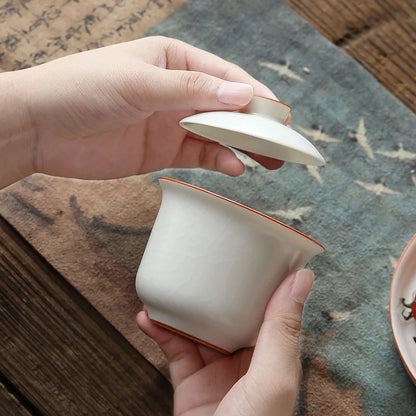 Ru Ware Sancai Gaiwan Tea Cup Large Handmade Ice Crack Ceramic Single Non-Scald Tea Making Kung Fu Teaware Chinese Gaiwan