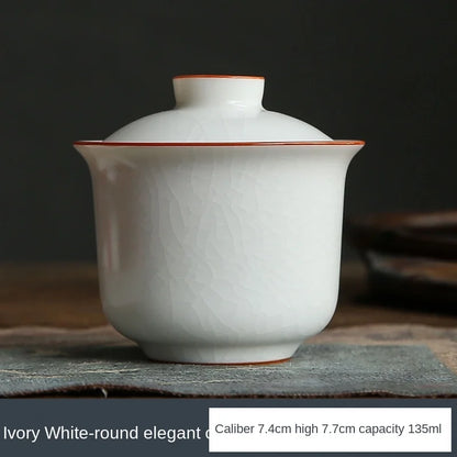Ru Ware Sancai Gaiwan Tea Cup Large Handmade Ice Crack Ceramic Single Non-Scald Tea Making Kung Fu Teaware Chinese Gaiwan