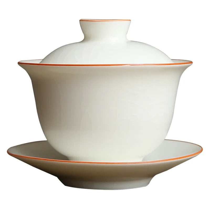 Ru Ware Sancai Gaiwan Tea Cup Large Handmade Ice Crack Ceramic Single Non-Scald Tea Making Kung Fu Teaware Chinese Gaiwan