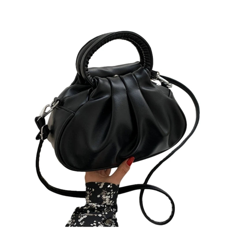 Ruched Cloud Crossbody Bag Leather Handbag Ruched Cloud Clutch Purse