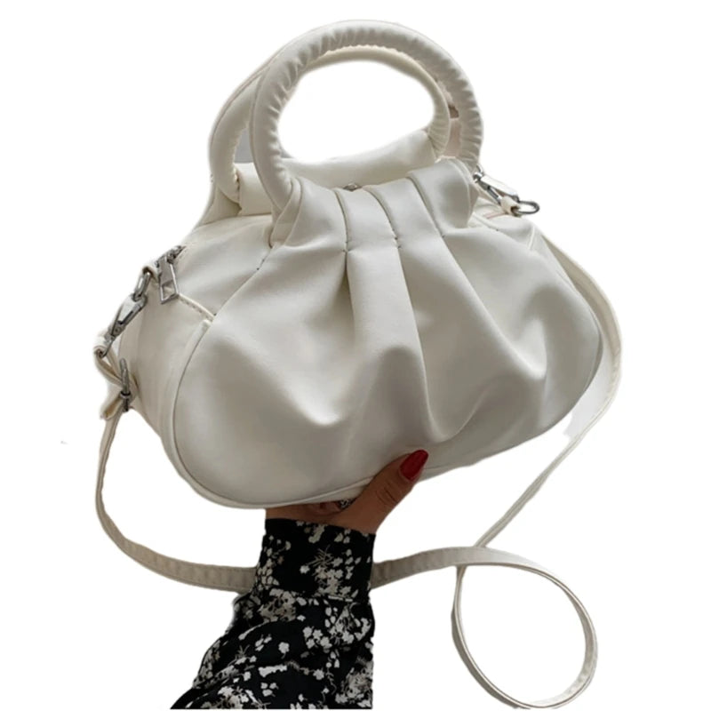 Ruched Cloud Crossbody Bag Leather Handbag Ruched Cloud Clutch Purse