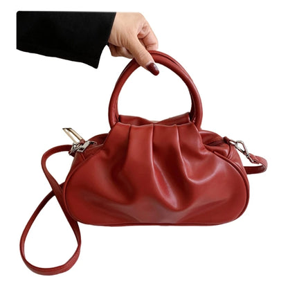 Ruched Cloud Crossbody Bag Leather Handbag Ruched Cloud Clutch Purse