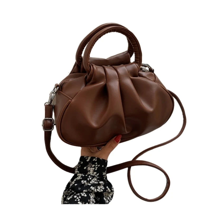 Ruched Cloud Crossbody Bag Leather Handbag Ruched Cloud Clutch Purse
