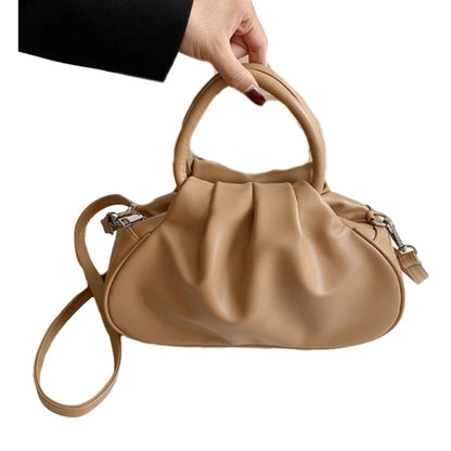 Ruched Cloud Crossbody Bag Leather Handbag Ruched Cloud Clutch Purse