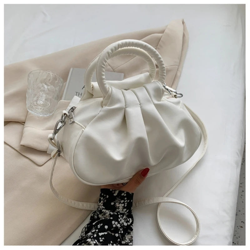 Ruched Cloud Crossbody Bag Leather Handbag Ruched Cloud Clutch Purse