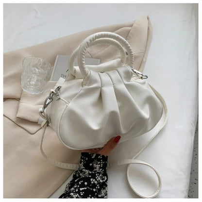 Ruched Cloud Crossbody Bag Leather Handbag Ruched Cloud Clutch Purse