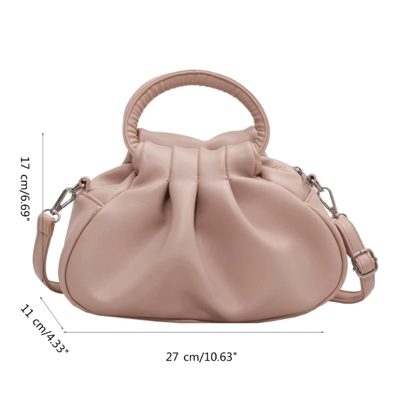 Ruched Cloud Crossbody Bag Leather Handbag Ruched Cloud Clutch Purse