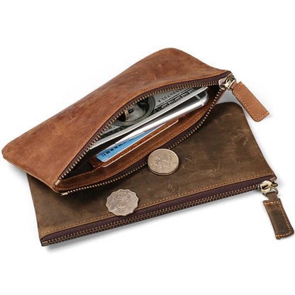 Ruil 2017 New men's wallet Top Quality retro handmade authentic oil leather crazy horse leather Handbag coin dollar purse