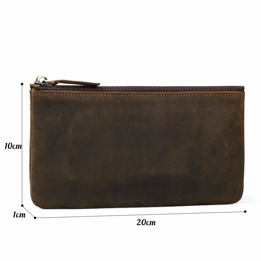 Ruil 2017 New men's wallet Top Quality retro handmade authentic oil leather crazy horse leather Handbag coin dollar purse