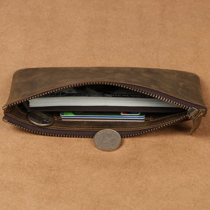 Ruil 2017 New men's wallet Top Quality retro handmade authentic oil leather crazy horse leather Handbag coin dollar purse