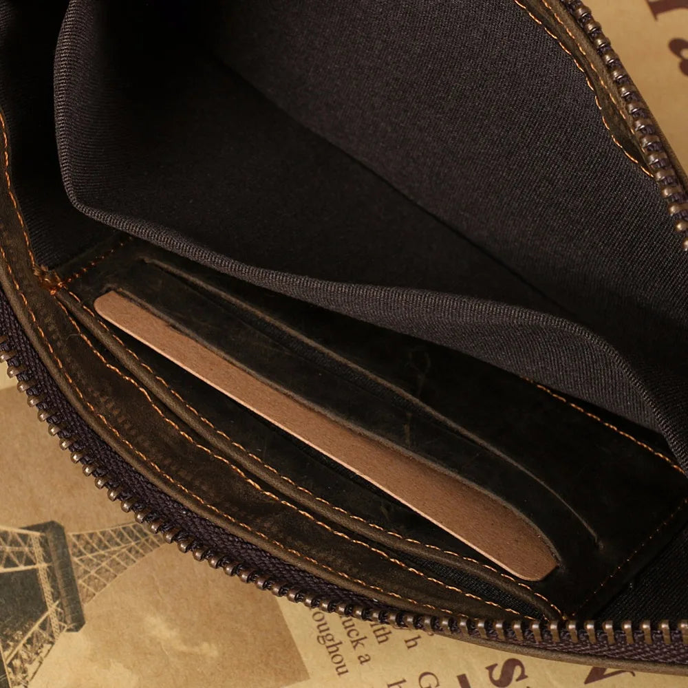 Ruil 2017 New men's wallet Top Quality retro handmade authentic oil leather crazy horse leather Handbag coin dollar purse
