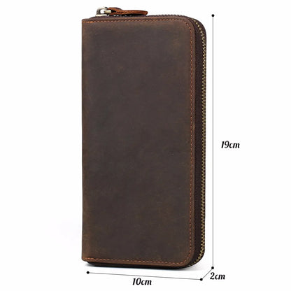 Ruil 2020 New Men Wallet Top Quality Retro Handmade Oil Leather Crazy Horse Leather Zipper Handbag Coin Dollar Purse
