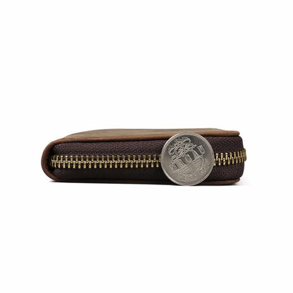 Ruil 2020 New Men Wallet Top Quality Retro Handmade Oil Leather Crazy Horse Leather Zipper Handbag Coin Dollar Purse