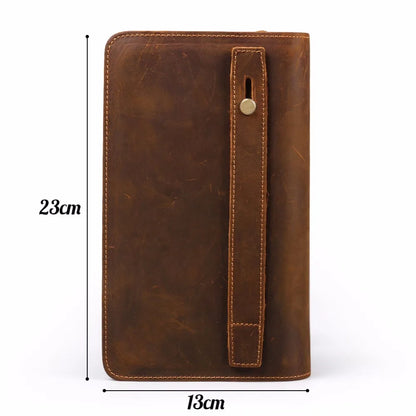 Ruil 2024 New Men Long Wallet Top Quality Retro Handmade Oil Leather Crazy Horse Leather Zipper Handbag Coin Dollar Purse