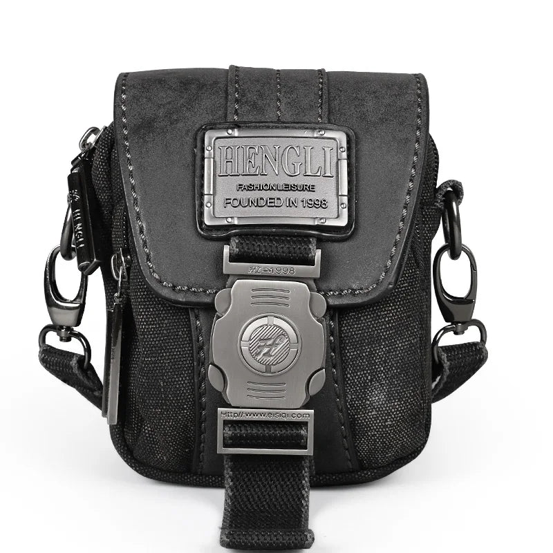 Ruil High-Quality Retro Canvas Small Bag Men Fashion Multi-Functional Pockets Leisure Travel Phone Bags Toolkit Vintage Package