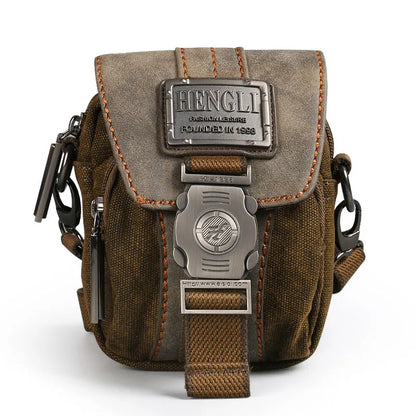 Ruil High-Quality Retro Canvas Small Bag Men Fashion Multi-Functional Pockets Leisure Travel Phone Bags Toolkit Vintage Package