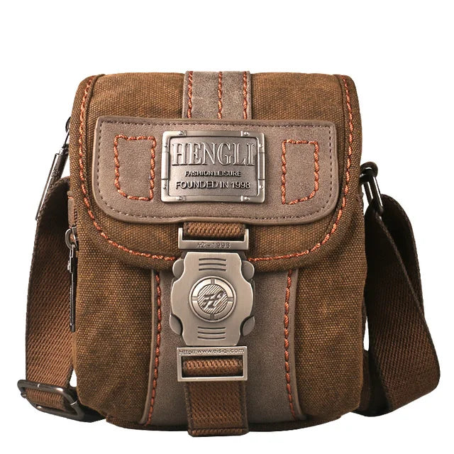 Ruil High Quality Vintage Canvas Small Bag Men's Fashion Multifunctional Pocket Casual Travel Phone Bag Messenger Bag Retro Bag