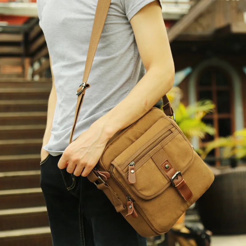 Ruil Men Canvas Bags New Multifunction Crossbody Bag Retro Handbags Travel Shoulder Messenger Bags Leisure Package