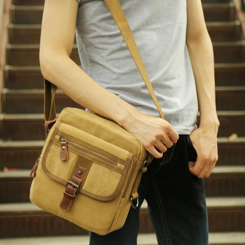 Ruil Men Canvas Bags New Multifunction Crossbody Bag Retro Handbags Travel Shoulder Messenger Bags Leisure Package