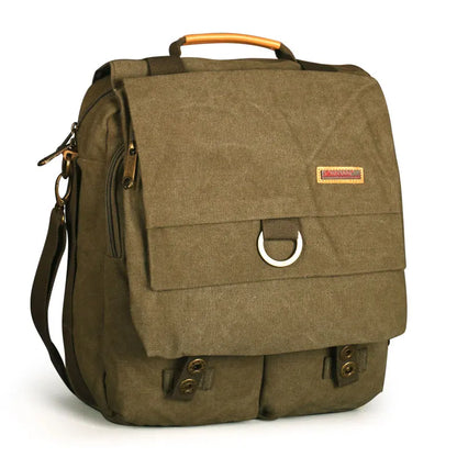 Ruil Men Messenger Bag Vintage Canvas Laptop Briefcase Padded Shoulder Bag Men Women