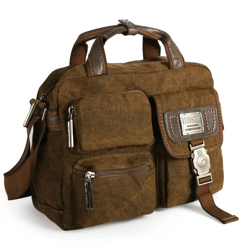 Ruil Multifunction Men Retro Classic Briefcase Canvas Vintage Wear Resistant Bags Leisure Toolkit Package
